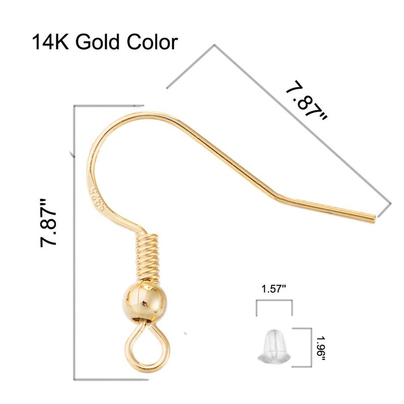 DIYEAR Earring Hooks for Jewelry Making - 120 PCS/60 Pairs Hypoallergenic 14K Gold Ear Wires Fish Hooks for Jewelry Making  Jewelry Findings Parts with 120 PCS Rubber Earring Backs Stopper for DIY Earrings - Image 3
